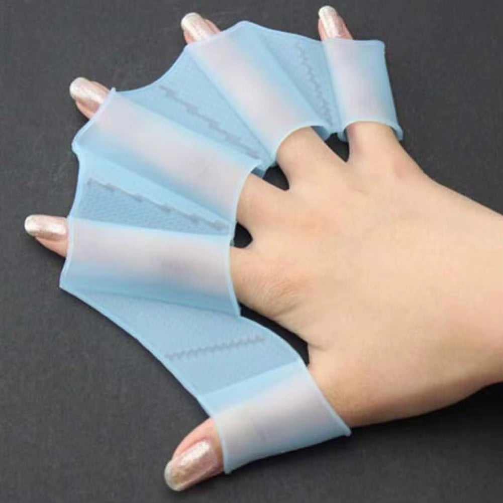 1Pair Unisex High Elastic Swimming Finger Webbed Gloves Silicone Flippers Fins Paddle Frog Hand Accessory