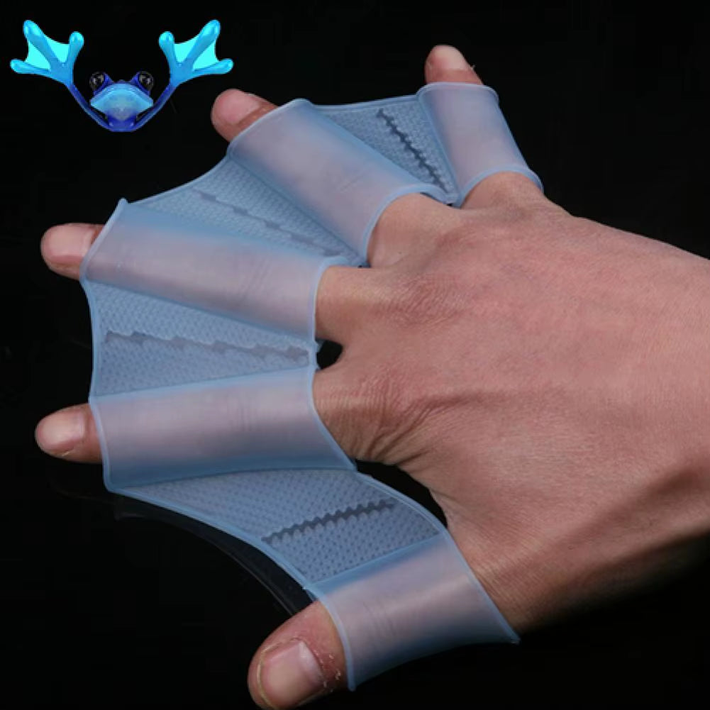 1Pair Unisex High Elastic Swimming Finger Webbed Gloves Silicone Flippers Fins Paddle Frog Hand Accessory