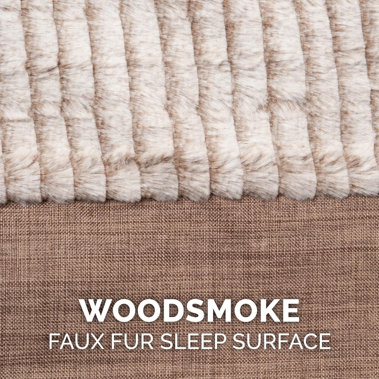 Orthopedic Dog Bed for Large/Medium Dogs W/ Removable Bolsters & Washable Cover, for Dogs up to 55 Lbs - Luxe Faux Fur & Performance Linen Sofa - Woodsmoke, Large