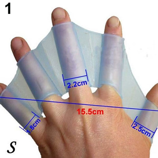 1Pair Unisex High Elastic Swimming Finger Webbed Gloves Silicone Flippers Fins Paddle Frog Hand Accessory