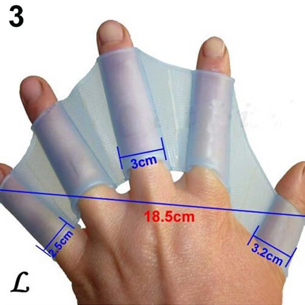 1Pair Unisex High Elastic Swimming Finger Webbed Gloves Silicone Flippers Fins Paddle Frog Hand Accessory