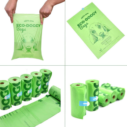 Eco-Doggy Bags & Portable Dispenser - 60 Odor-Blocking, Biodegradable Poop Bags for Dogs - Scented Dog Poop Bags - Lavender-Scented Poop Bags - Compostable Dog Waste Bags - Puppy Accessories